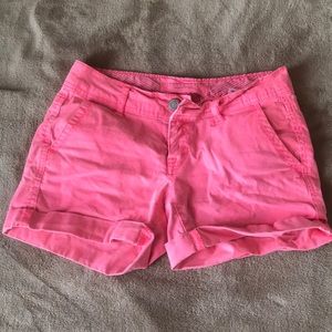 neon pink shorts